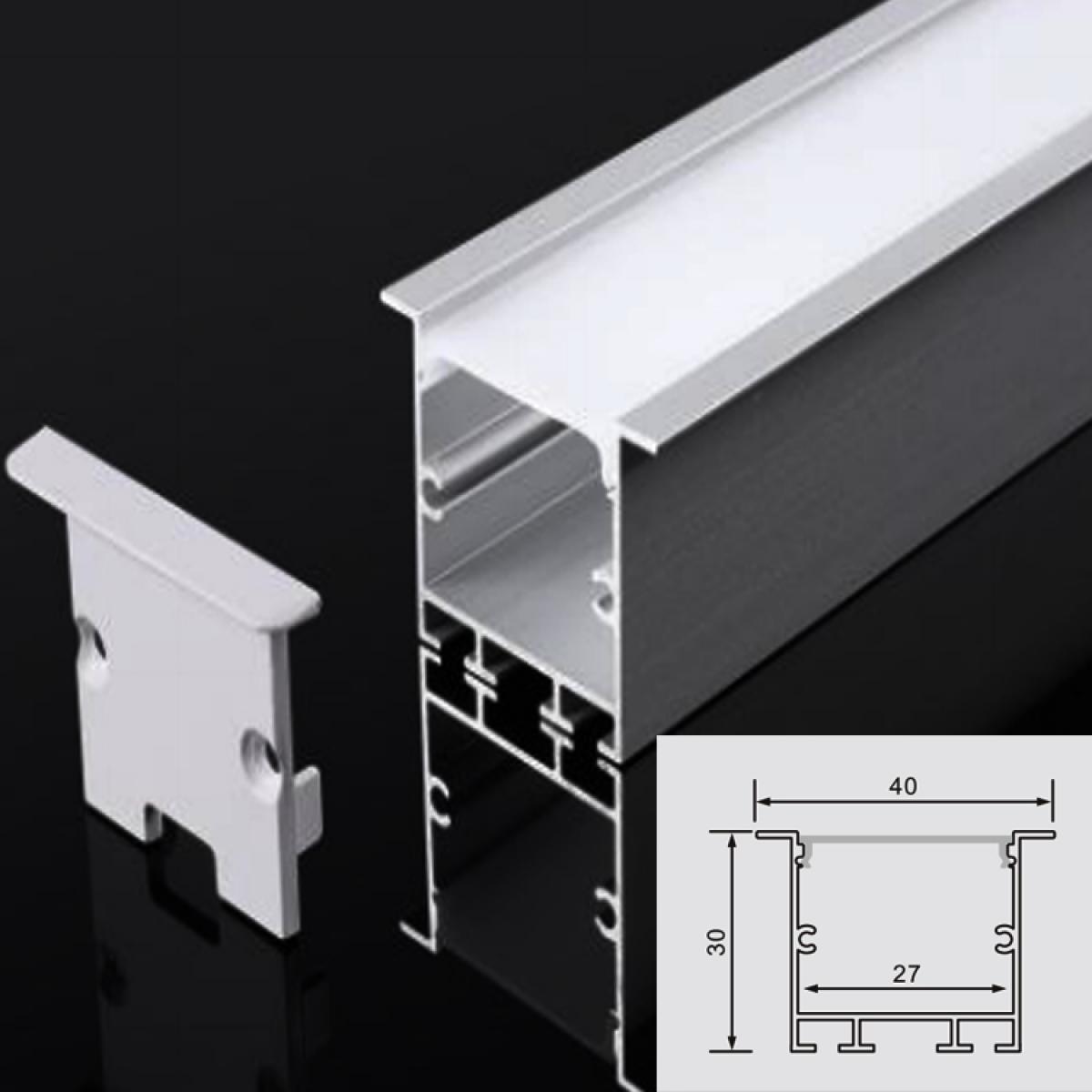 TXN-3030A LX40X30MM Good Quality Square Led Aluminium Profile Extrusion Channel With High Light PC Cover For Led Strip