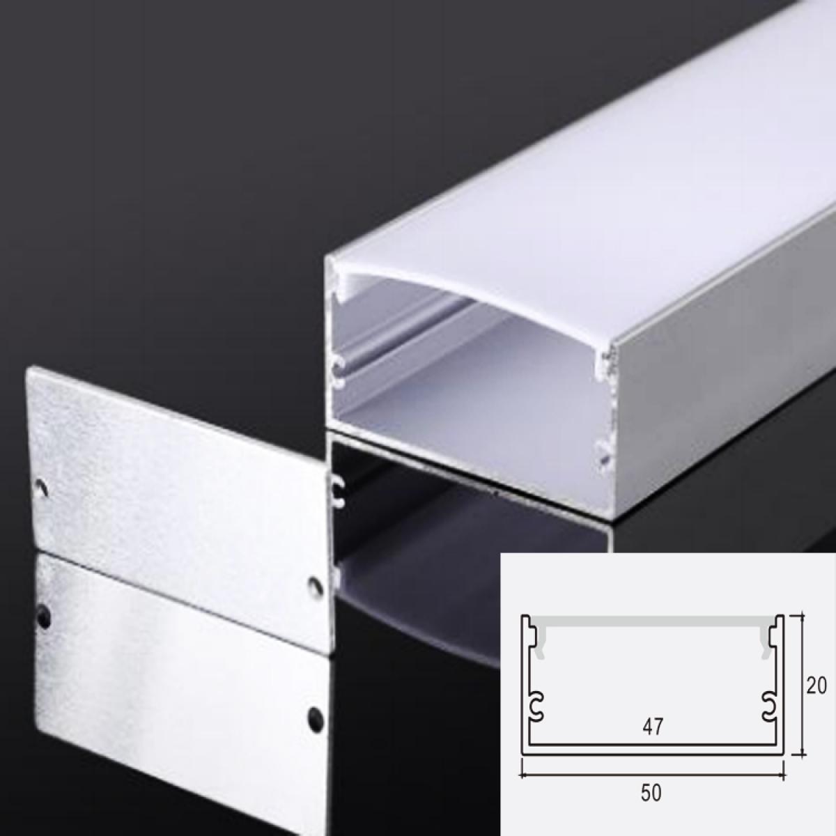 TXN-5020 LX50X20MM Silver Anodized Led Heat Sink Linear For Surface Mount On Wall Baseboards