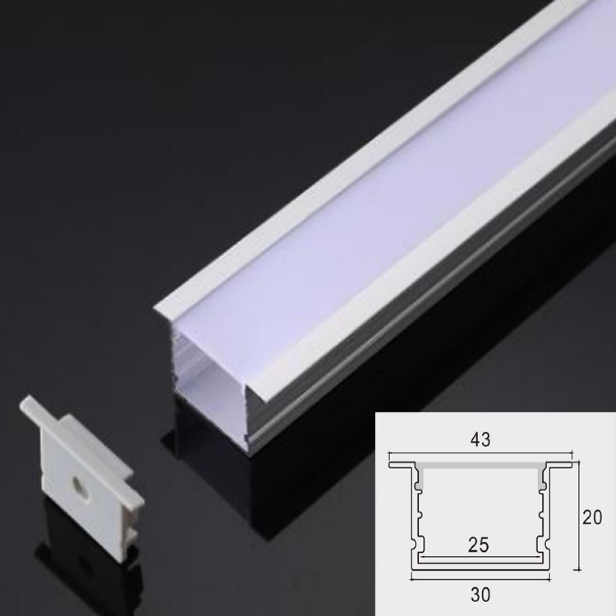 TXN-3020A LX43X20MM Customized Aluminum Alloy 6063 Surface Mounted Aluminum LED Profile For SMD LED Strip Light Aluminum Extrusion, Suppliers Of Aluminum Profile