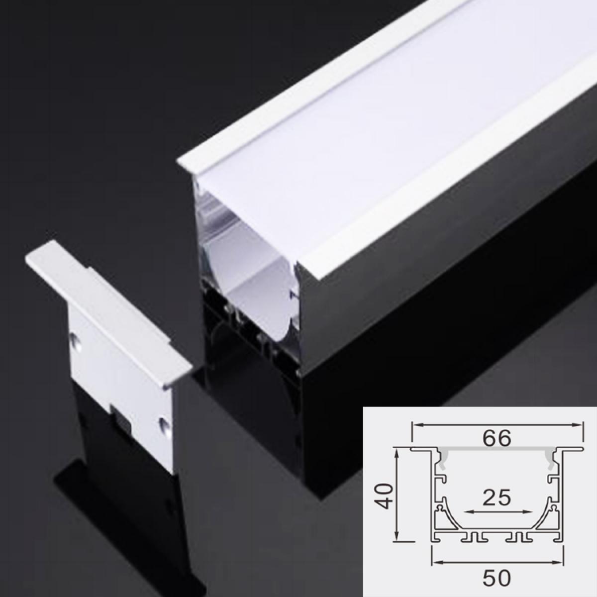 TXN-A50 LX66X40MM Shenzhen Factory Price Customized 1M 2M Aluminum LED Profile Strip Aluminum Recessed Channel For Plaster Ceiling Wall, Led Diffuser Profile