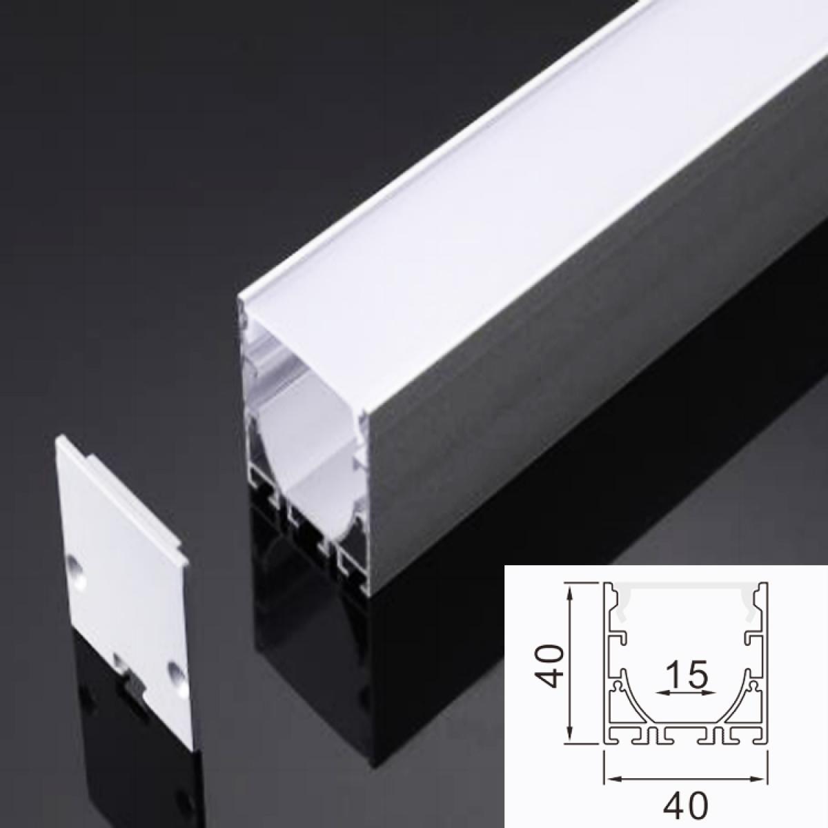 TXN-M40 New Led Linear Light Cover Aluminum Extrusion Profiles And Plastic Diffuser For Office, LED Aluminum Profile With PC Cover End Caps And Mounting Clips For LED Strip 