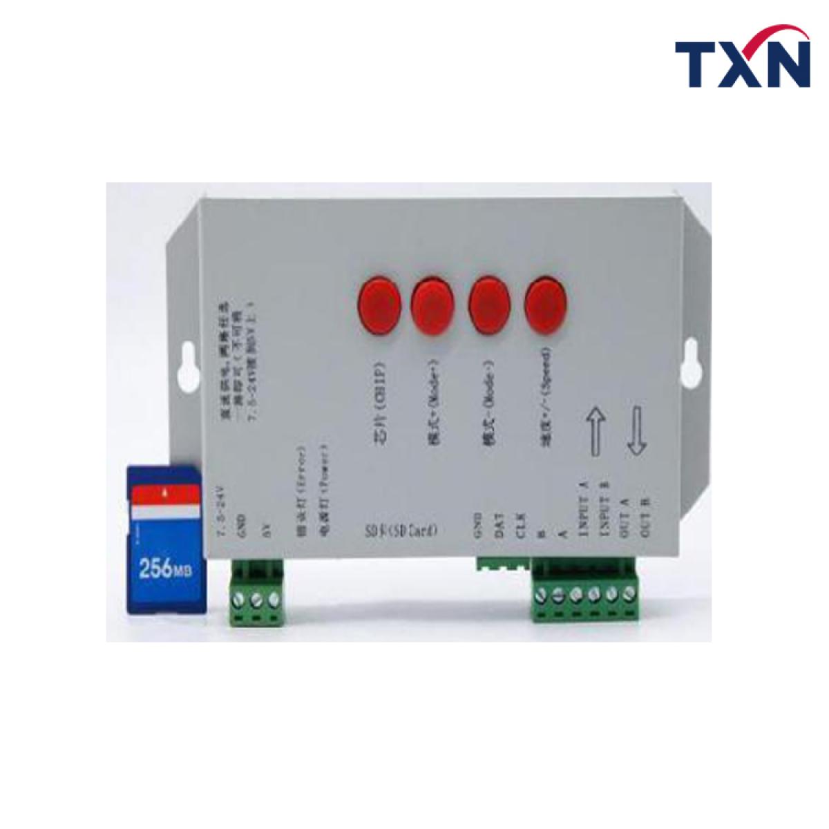 T1000S SD Card SPI Controller for Digital RGB LED Strips, 5V-24V Input