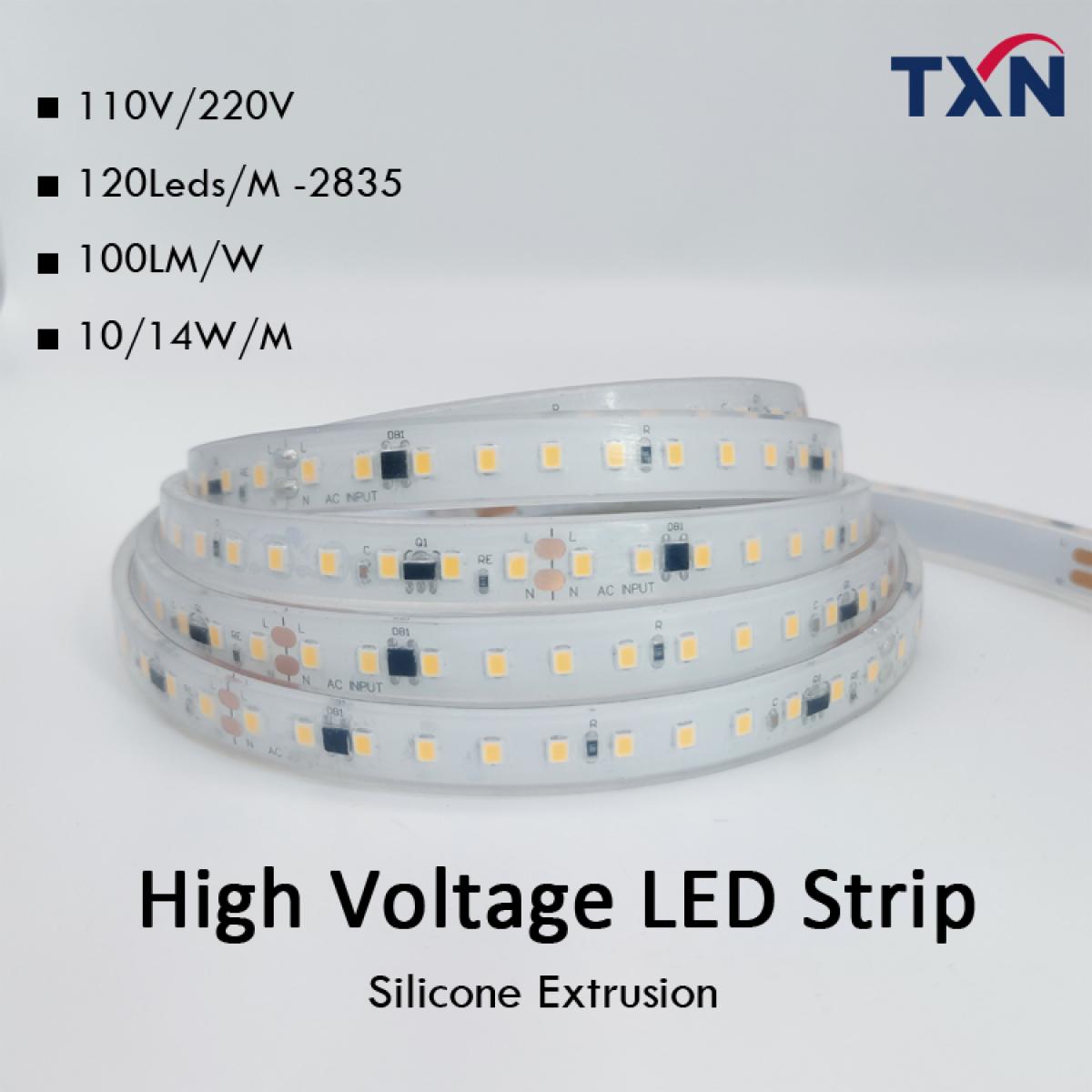 Good Quality 110V/220V High Voltage Silicone Extrusion LED Strip Waterproof