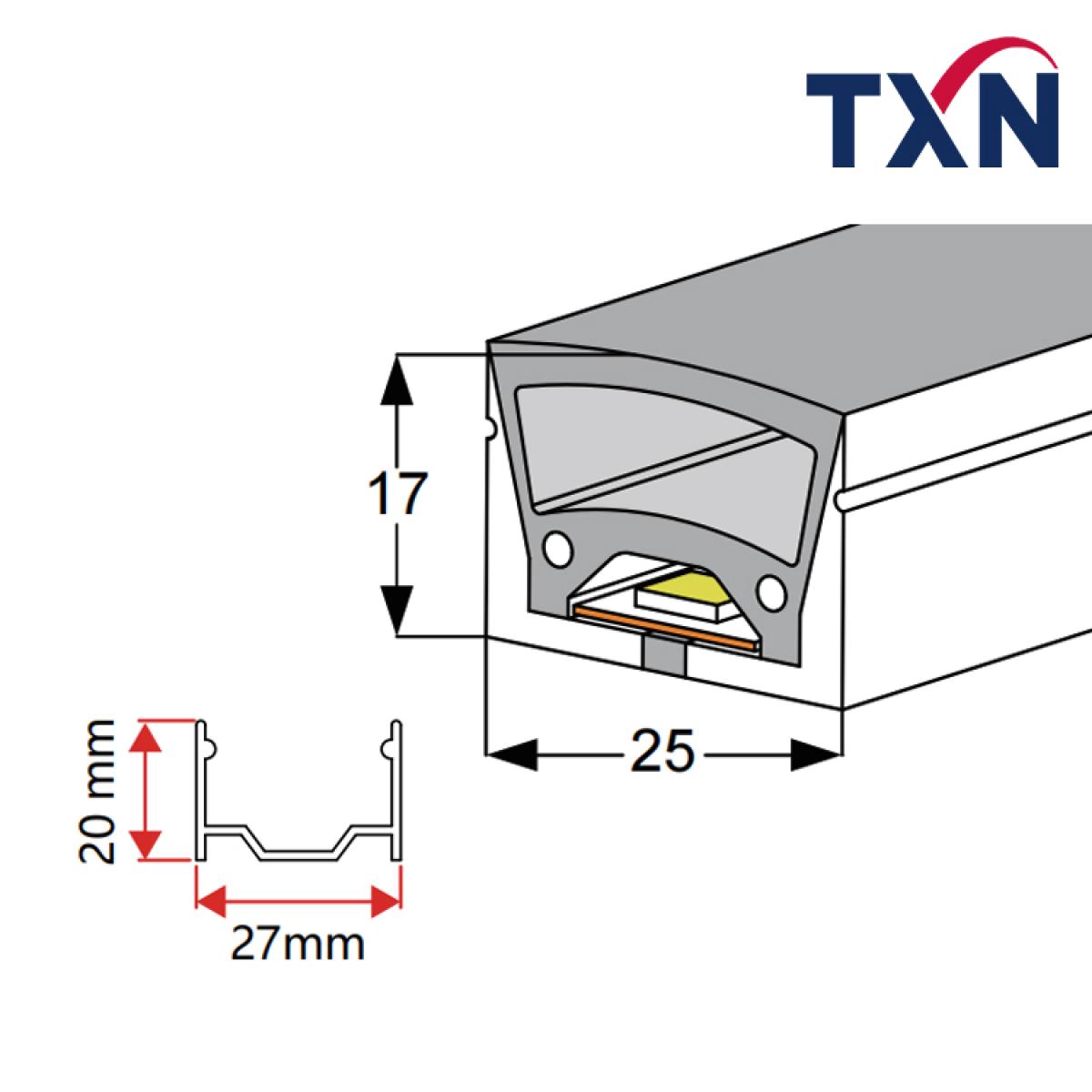 TXN-2517 25X17MM Top Quality Top Lighting LED Neon Tube Light